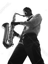Handsome Man Playing the Saxophone