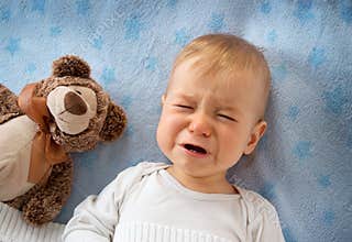 One year old baby crying