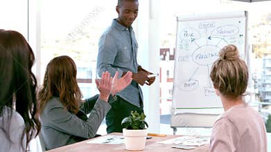 Businessman giving a presentation in an office
