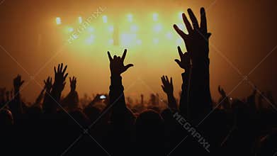 Lot of people clapping at rave party