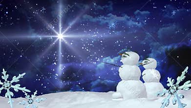 Christmas snowmen star with Snowflakes