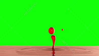 Drop of red wine with the focus effect (drop 2) on the green screen