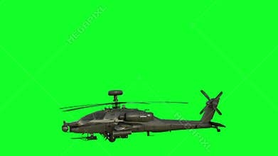 Military helicopter UH-60 Black Hawk realistic 3d animation. Green screen