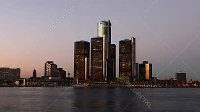 4K UltraHD Timelapse of the Detroit skyline from day to night