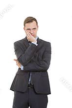 Body language. man in business suit isolated on