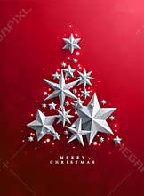 Christmas and New Years red background with Christmas Tree