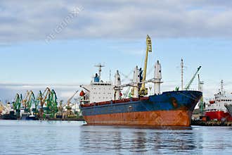 Cargo ship in port Klaipeda