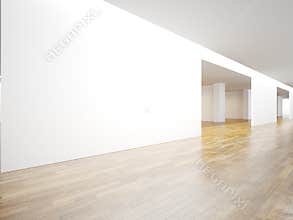 White panoramic wall in museum interior with