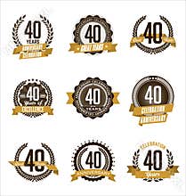Anniversary Gold Badges 40th Years Celebrating