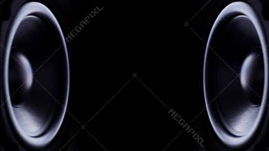 Thumping bass audio speakers.