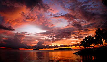 Tropical beach sunset