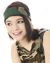 Camouflage Girl Looking UP