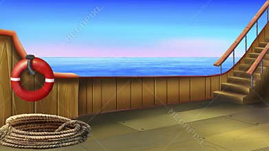 The deck of a small ship