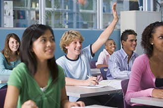 School children in high school class