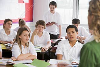 High school students in class