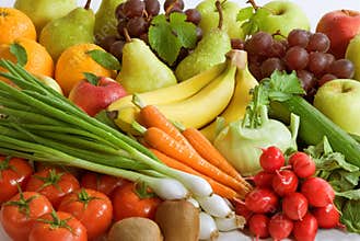 Assortment of fresh vegetables and fruit