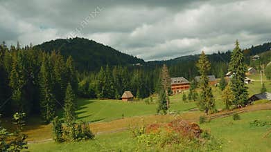 Pastoral Scene in the Romanian Countryside on an Sunny Day - Wide Angle
