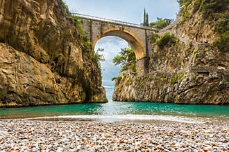 Amazingly beautiful beach under the bridge