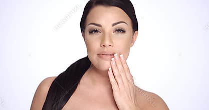 Sensual Brunette Woman in Beauty Shoot