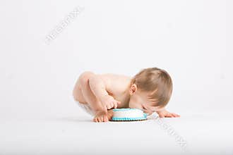 Baby Takes a Huge Bite of Cake with Face