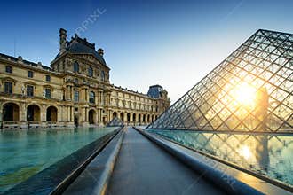 Louvre Museum Paris at sunset