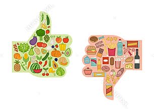 Healthy and unhealthy food