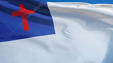 Christian flag in slow motion seamlessly looped with alpha