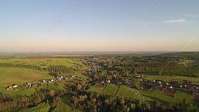 Copter flight at sunset