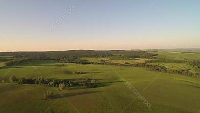 Copter flight at sunset