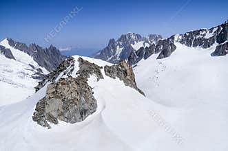 Monte Bianco massif in Alps ,Courmayeur ,Aosta Valley ,Italy