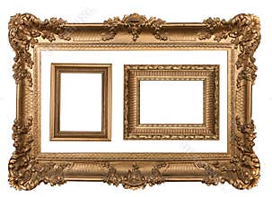 3 Decorative Gold Empty Wall Picture Frames