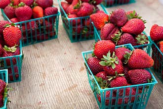 Baskets of Organic Strawberries