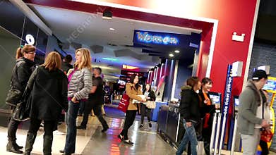 One side of movie theater corridor
