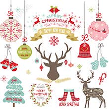 Merry Christmas,Christmas Flowers,Deer,Rustic Christmas,Christmas Tree,Christmas decoration set