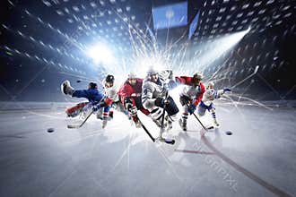 Collage from hockey players in action