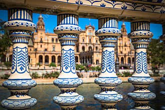 Ceramic Bridge inside Plaza de Espana in Seville, Spain.