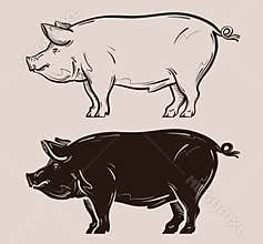 Pig vector logo. farm, pork, piggy icon