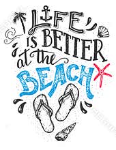 Life is better at the beach hand-lettering card