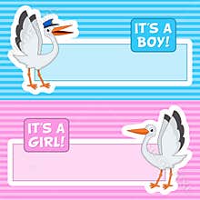 Happy Stork Banners or Stickers Set