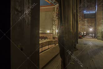 Backstage in vintage theater