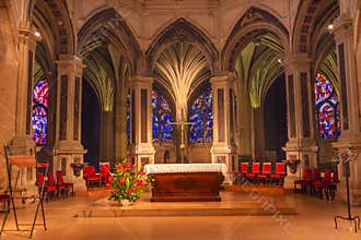Altar Interior Stained Glass Saint Severin Church Paris France