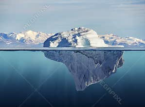 Iceberg with above and underwater view