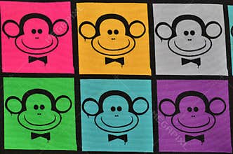 Colorful monkeys faces. Funny cartoon background