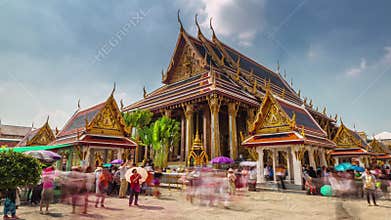 Day bangkok famous temple of the emerald buddha 4k time lapse thailand