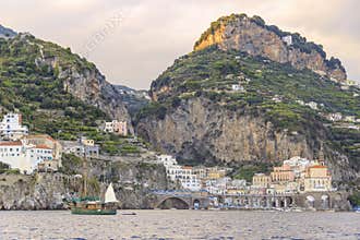 Italy seascape:Amalfi Coast (Costiera Amalfitana).