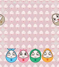 Egg fun face face frame seamless pattern