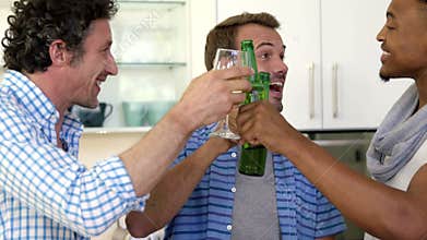 Friends cheering with drinks