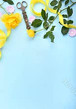 Summertime background with decorated borders.