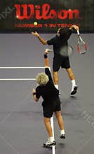 Roger Federerand Bjorn Borg in actions