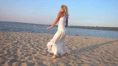 Girl on vacation beach.